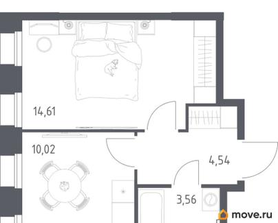 1-комн. квартира, 32.73 м&sup2;
