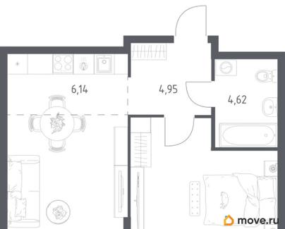 1-комн. квартира, 44.26 м&sup2;