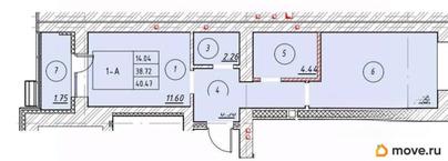 1-комн. квартира, 40.47 м&sup2;