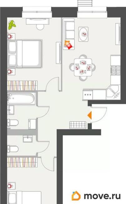 2-комн. квартира, 60.28 м&sup2;