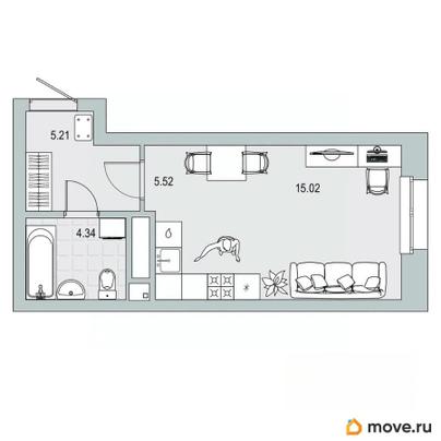 студия, 30.09 м&sup2;