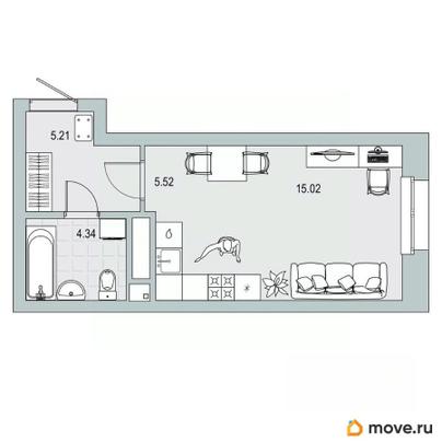 студия, 30.09 м&sup2;