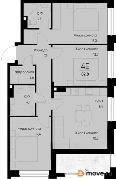 4-комн. квартира, 79.9 м&sup2;