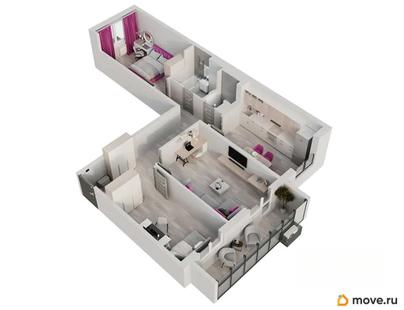 3-комн. квартира, 74.2 м&sup2;