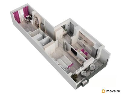 2-комн. квартира, 56.3 м&sup2;
