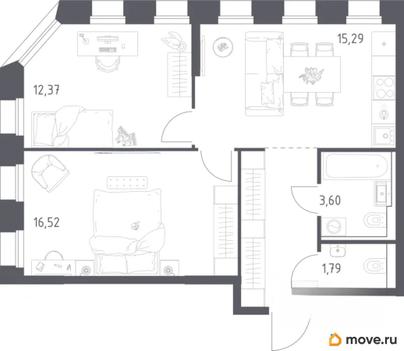 2-комн. квартира, 57 м&sup2;