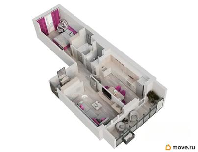 2-комн. квартира, 55.9 м&sup2;
