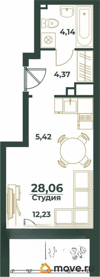 студия, 28.06 м&sup2;