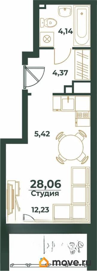 студия, 28.06 м&sup2;