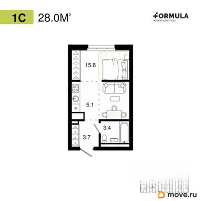 студия, 28 м&sup2;