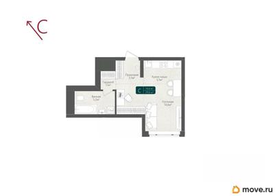 студия, 29.6 м&sup2;