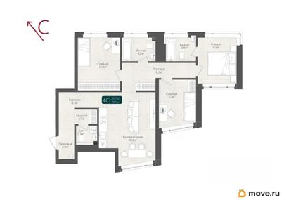 4-комн. квартира, 78.5 м&sup2;