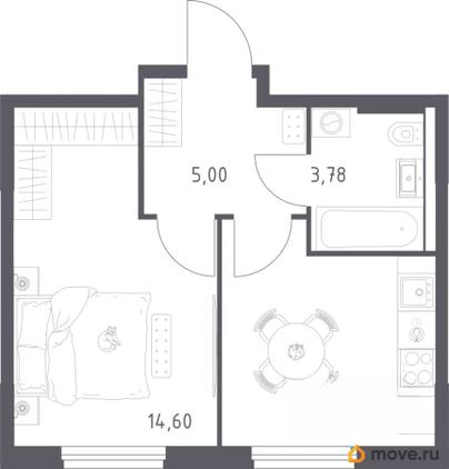 1-комн. квартира, 34 м&sup2;