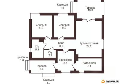 коттедж, 80.1 м&sup2;, 6.3 сотки