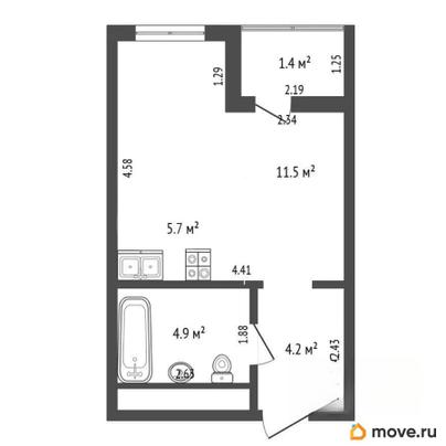 студия, 27 м&sup2;