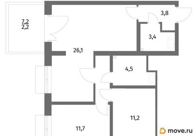 2-комн. квартира, 66.2 м&sup2;