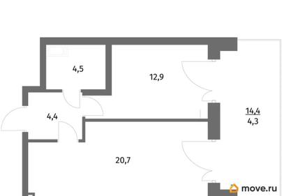 1-комн. квартира, 46.8 м&sup2;