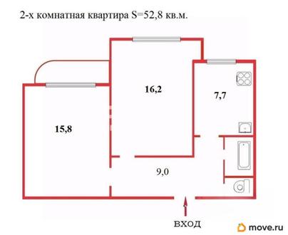 2-комн. квартира, 52.8 м&sup2;