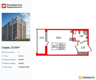 студия, 25.03 м&sup2;