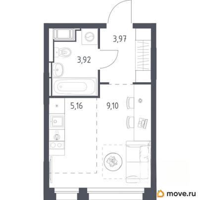 студия, 22.15 м&sup2;