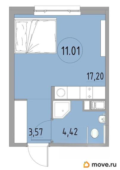 1-комн. апартаменты, 25.19 м&sup2;