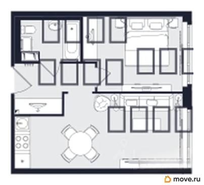 1-комн. апартаменты, 40.91 м&sup2;