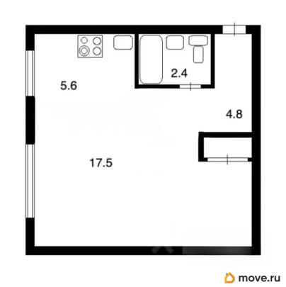 1-комн. квартира, 31.8 м&sup2;