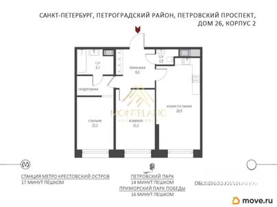 2-комн. квартира, 60.4 м&sup2;