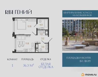 1-комн. квартира, 36.3 м&sup2;