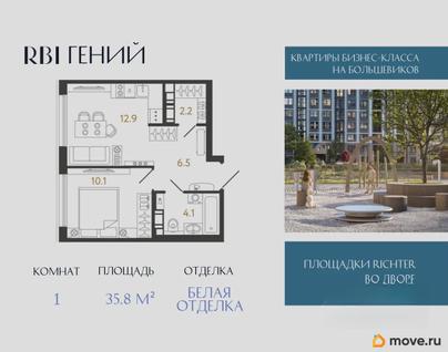1-комн. квартира, 35.8 м&sup2;