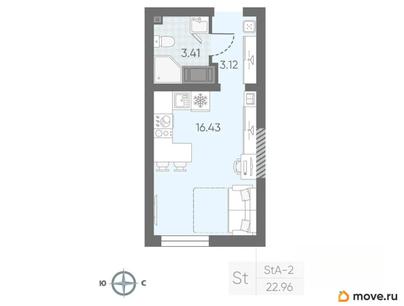 студия, 21.74 м&sup2;