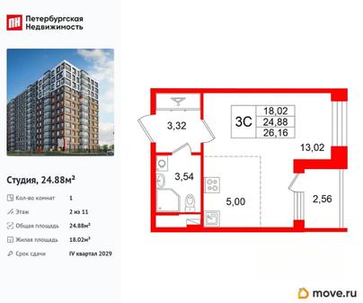 студия, 24.88 м&sup2;