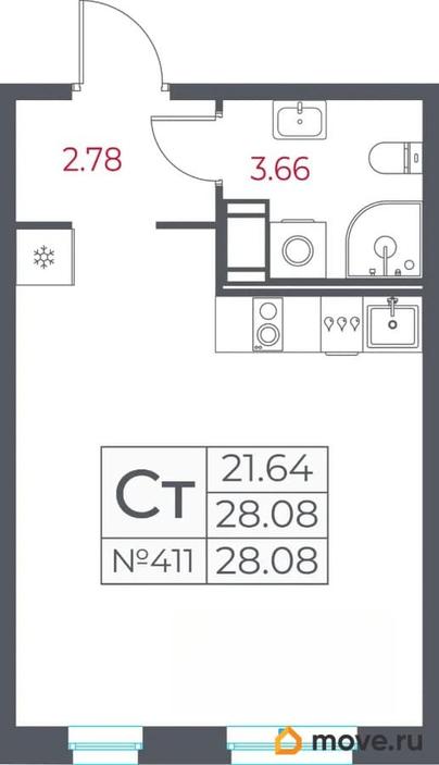 студия, 28.08 м&sup2;