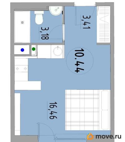 1-комн. апартаменты, 28.64 м&sup2;