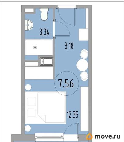 1-комн. апартаменты, 23.63 м&sup2;
