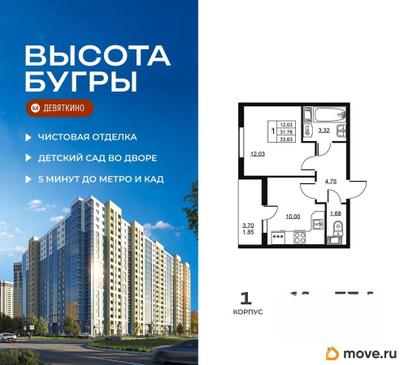 1-комн. квартира, 33.63 м&sup2;