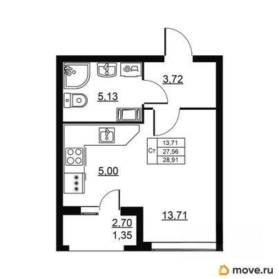 студия, 28.91 м&sup2;