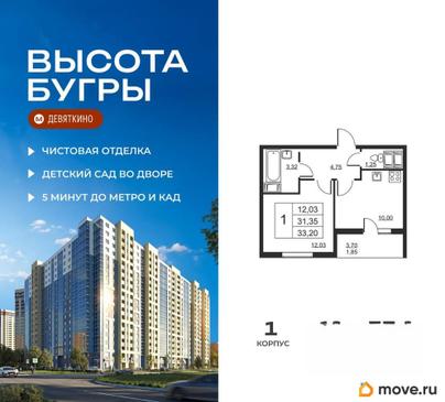 1-комн. квартира, 33.2 м&sup2;