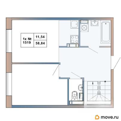 1-комн. квартира, 58.84 м&sup2;