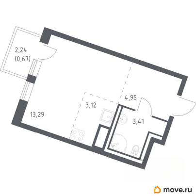 студия, 25.44 м&sup2;