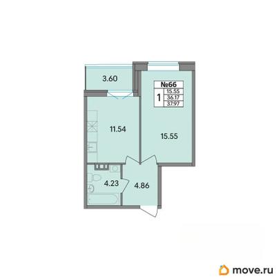 1-комн. квартира, 37.98 м&sup2;