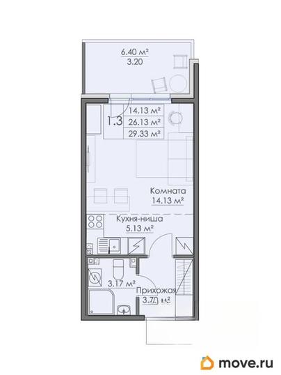студия, 29.33 м&sup2;