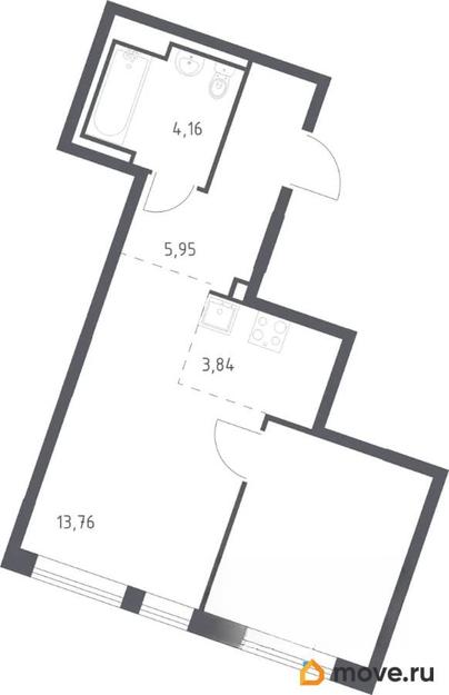 1-комн. квартира, 37.7 м&sup2;