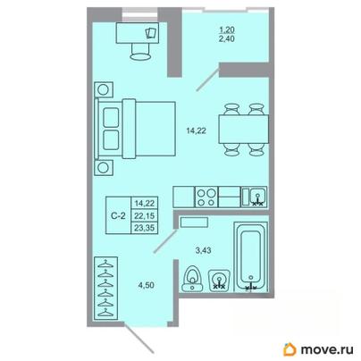 студия, 23.35 м&sup2;