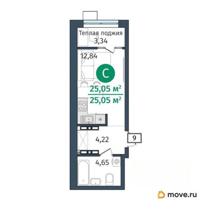 студия, 25.1 м&sup2;