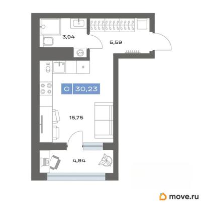 студия, 30.23 м&sup2;