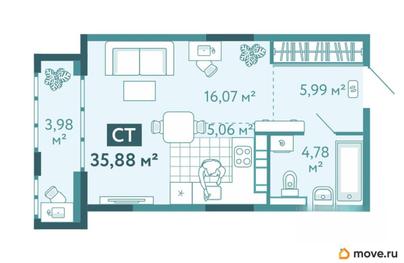 студия, 35.88 м&sup2;