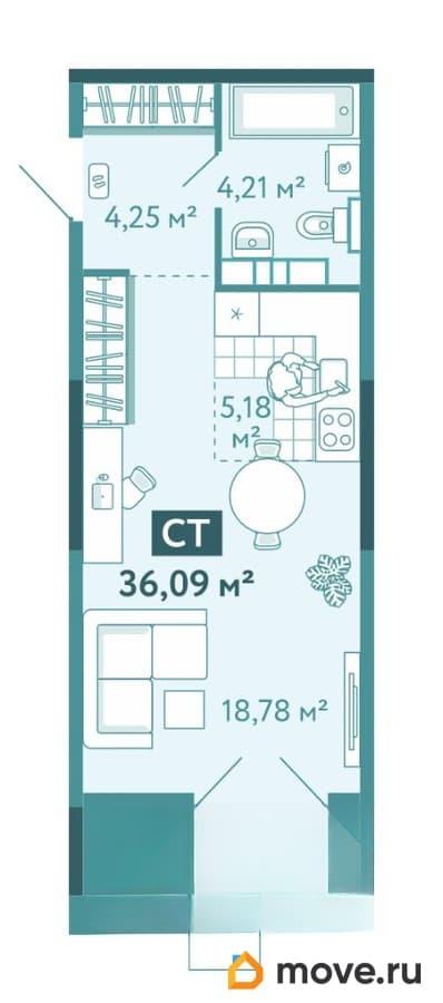студия, 36.09 м&sup2;