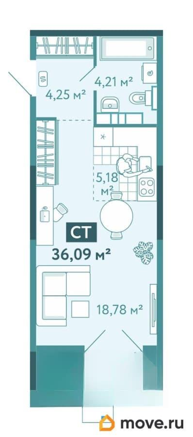 студия, 36.09 м&sup2;