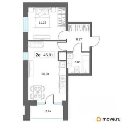 студия, 49.65 м&sup2;